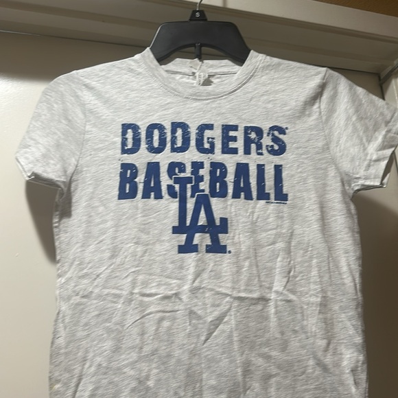 NWOT Los Angeles Dodgers heathered gray babydoll shirt slim fit size Medium - Picture 2 of 3